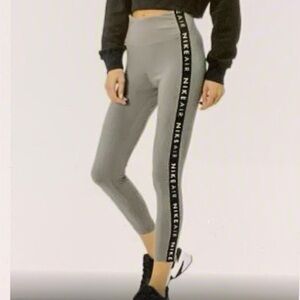 Nike Women's Air Logo Taupe Tight Fit Active Leggings in Gray White Size XS .